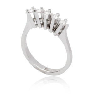 0.24 Carat E VS Five-Stone Diamond Ring 18K Gold