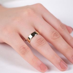 6mm Klasik Yanı Pahlı Flat Yeşil Altın Alyans