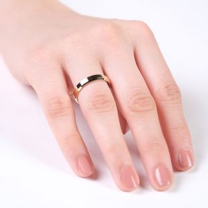 4mm Beveled Profile Comfort Fit Classic Plain Yellow Wedding Band 14K