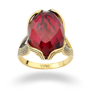 14K Gold Oval Topaz Solitaire Ring