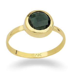 14K Gold Natural Green Topaz Solitaire Ring