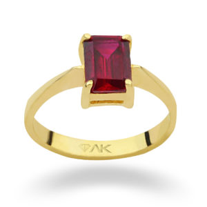 14K Gold Rectangular Topaz Solitaire Ring