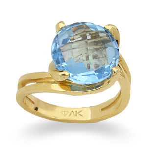14K Gold Oval Aquamarine Solitaire Ring