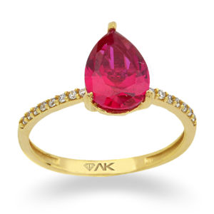 14K Gold Natural Teardrop Topaz Solitaire Ring