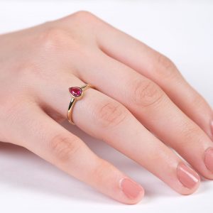 14K Gold Natural Teardrop Topaz Solitaire Ring