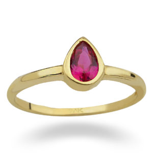 14K Gold Natural Teardrop Topaz Solitaire Ring