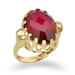 14K Gold Oval Garnet Solitaire Ring