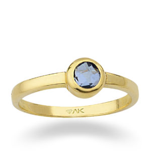 14K Gold Natural Round Topaz Solitaire Ring