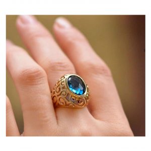 Natural Oval Topaz Solitaire Ring in 14 Karat Gold