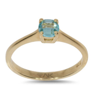 14K Gold Natural Aquamarine Solitaire Ring