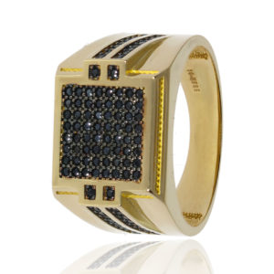 14K Gold Men’s Ring with Square Pattern