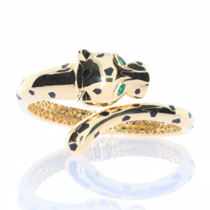Cetaş 14K Gold Panther Cuff Bangle
