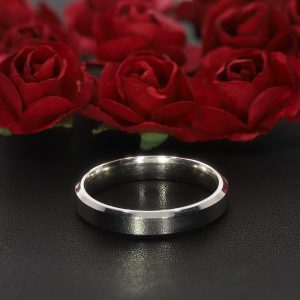 4mm Klasik Yanı Pahlı Flat Beyaz Altın Alyans