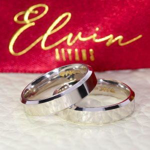 5mm Klasik Yanı Pahlı Flat Beyaz Altın Alyans