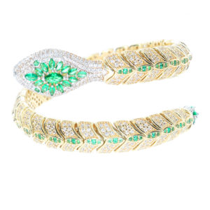Cetaş 14K Gold Snake Motif Cuff Bangle