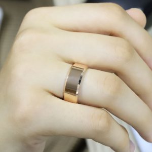 8mm Klasik Yanı Pahlı Flat Roz Altın Alyans