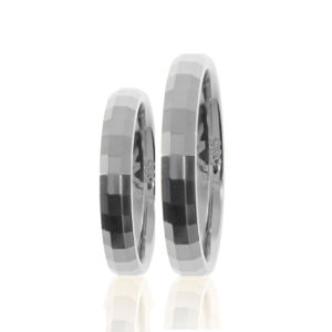 4mm White Gold High Polished Unisex’s Facetted Square Wedding Band 14ct