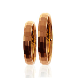 4mm Yellow Rose High Polished Unisex’s Facetted Square Wedding Band 14ct