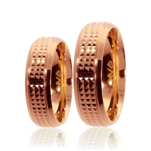 6mm Piramit Desenli Klasik Roz Altın Alyans