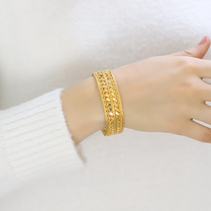 Sequined 14K Braided Gold Bracelet