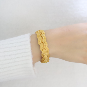 Ball Gold Braided Chain 14K Gold Bracelet