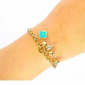 Cetaş 14K Gold Elegant Enamel Glow-in-the-Dark Bracelet