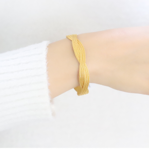 Braided Chain 22K Gold Bracelet