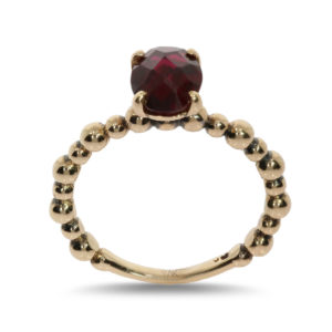 14K Gold Natural Oval Garnet Solitaire Ring
