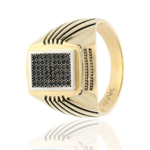 14K Gold Men’s Patterned Square Ring