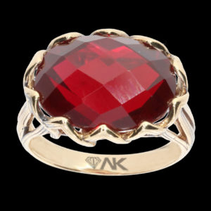 14K Gold Natural Garnet Solitaire Ring