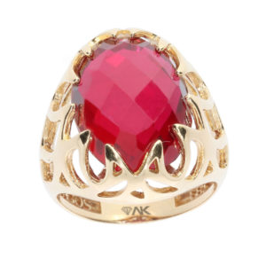 14K Gold Natural Red Topaz Solitaire Ring