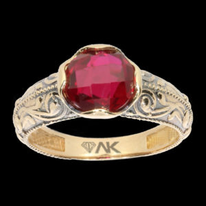14K Gold Natural Garnet Solitaire Ring