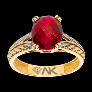 14K Gold Natural Garnet Solitaire Ring