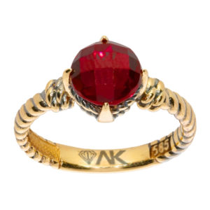 14K Gold Natural Garnet Solitaire Ring
