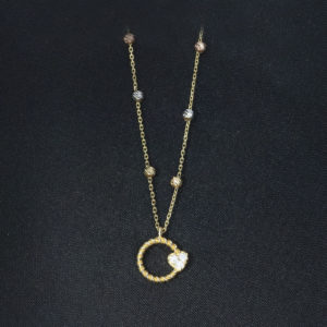 14K Gold Heart in Circle Pendant Necklace