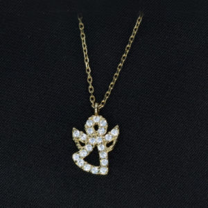 14K Gold Angel Symbol Pendant Necklace