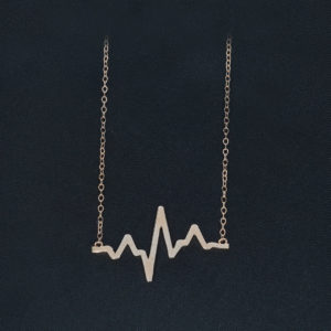 14K Gold Heartbeat Line Pendant Necklace