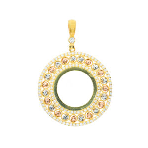 14K Gold Fancy Ball Bead Quarter Size Pendant