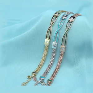 Label Arrange Colors 14K Gold Bracelet