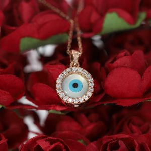 14K Gold Evil Eye Pendant Necklace