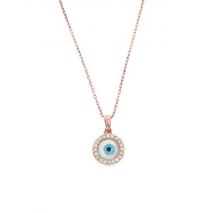 14K Gold Evil Eye Pendant Necklace