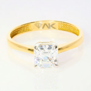 14K Gold Square Solitaire Ring