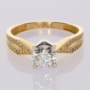 14K Gold Designer Solitaire Ring