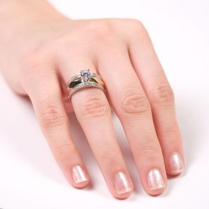 14K Fancy Solitaire Wedding Band Gold Ring