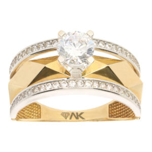 14K Fancy Solitaire Wedding Band Gold Ring