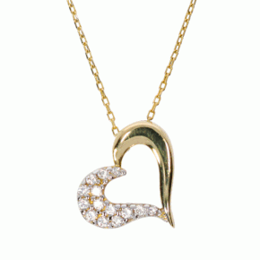 14K Gold Fancy Heart Pendant Necklace