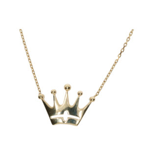 14K Gold Crown Symbol Pendant Necklace