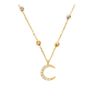 14K Gold Fancy Moon Symbol Necklace