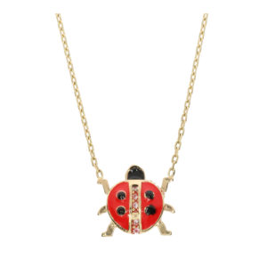 14K Gold Ladybug Symbol Pendant Necklace