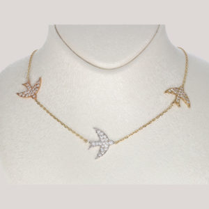 14K Gold Fancy Swallow Bird Symbol Necklace
